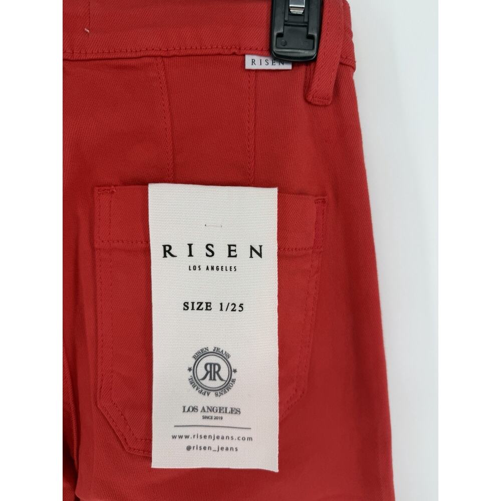 Risen Wide Leg Jeans Womens Poppy Red High Rise Stretch Fireball Pants Size 1/25 - Picture 6 of 8